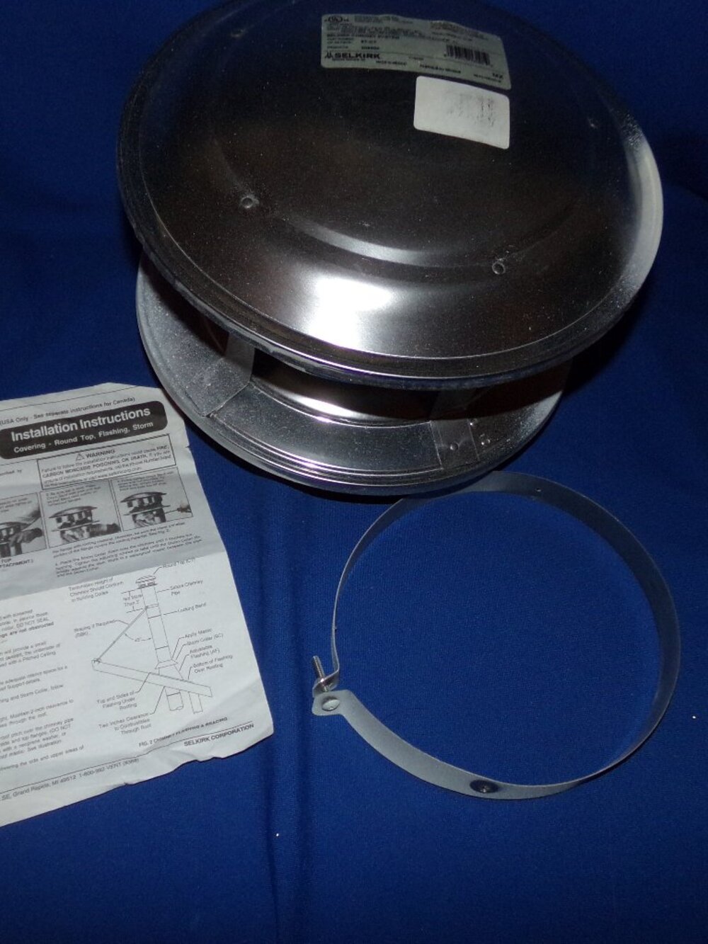 Selkirk #206800 6 in. D Stainless Steel Round Top Chimney Dome & Cinch Band